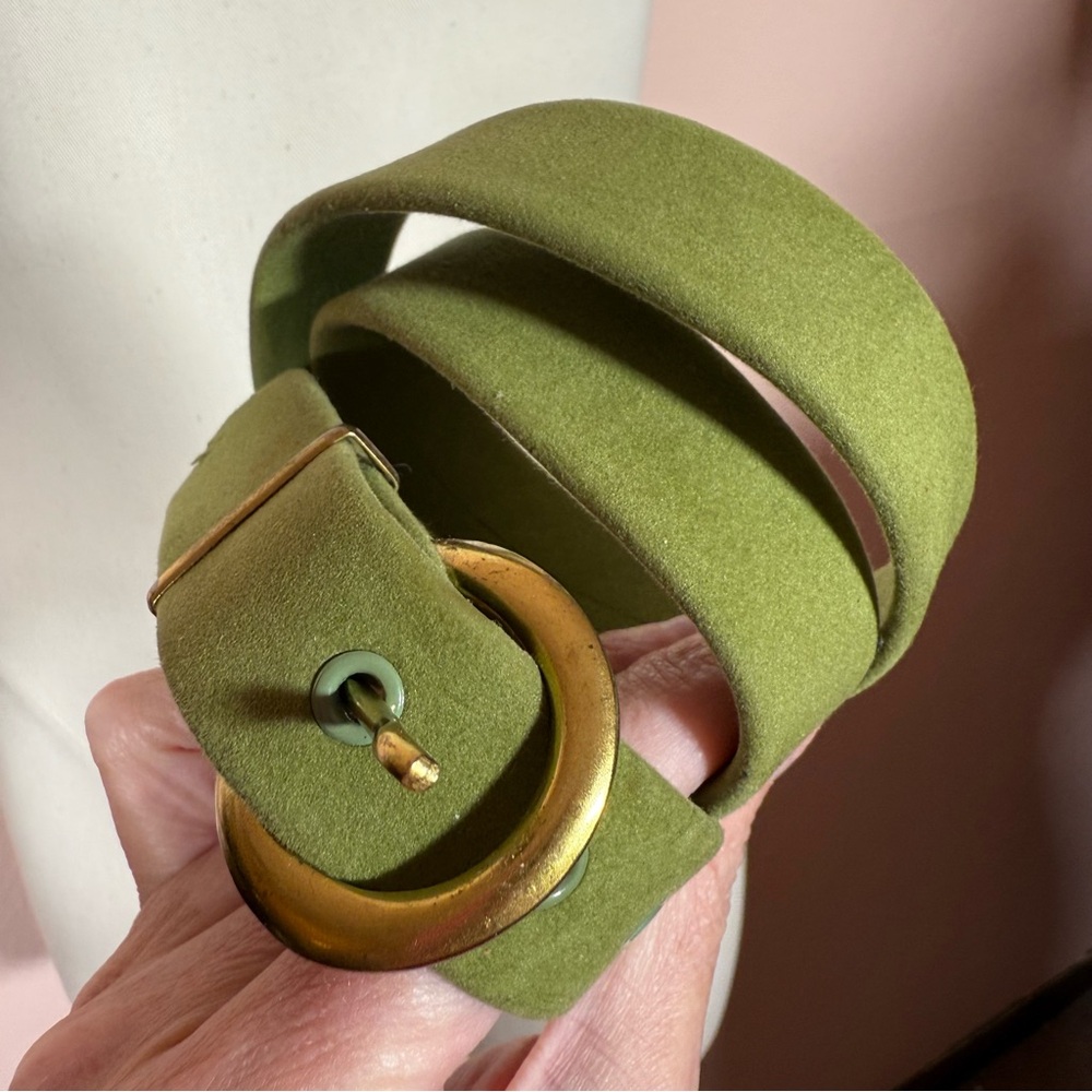 Vintage Green Belt with Gold Buckle